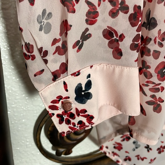 Women’s size medium sheer pink, and red candies button-down shirt - Picture 7 of 15